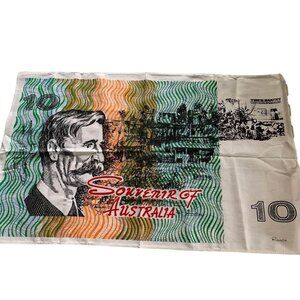 RANDA Australia Souvenir GF Linen Towel 16x24" Green & Orange Print Vintage